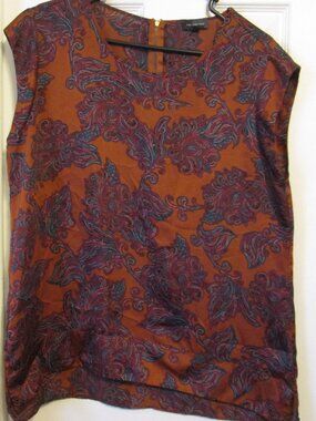 The Limited Women's Paisley Print Rust Cap Sleeve Top Size Large
